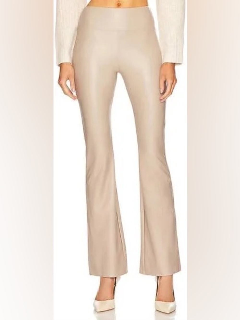 Faux beige leather pants